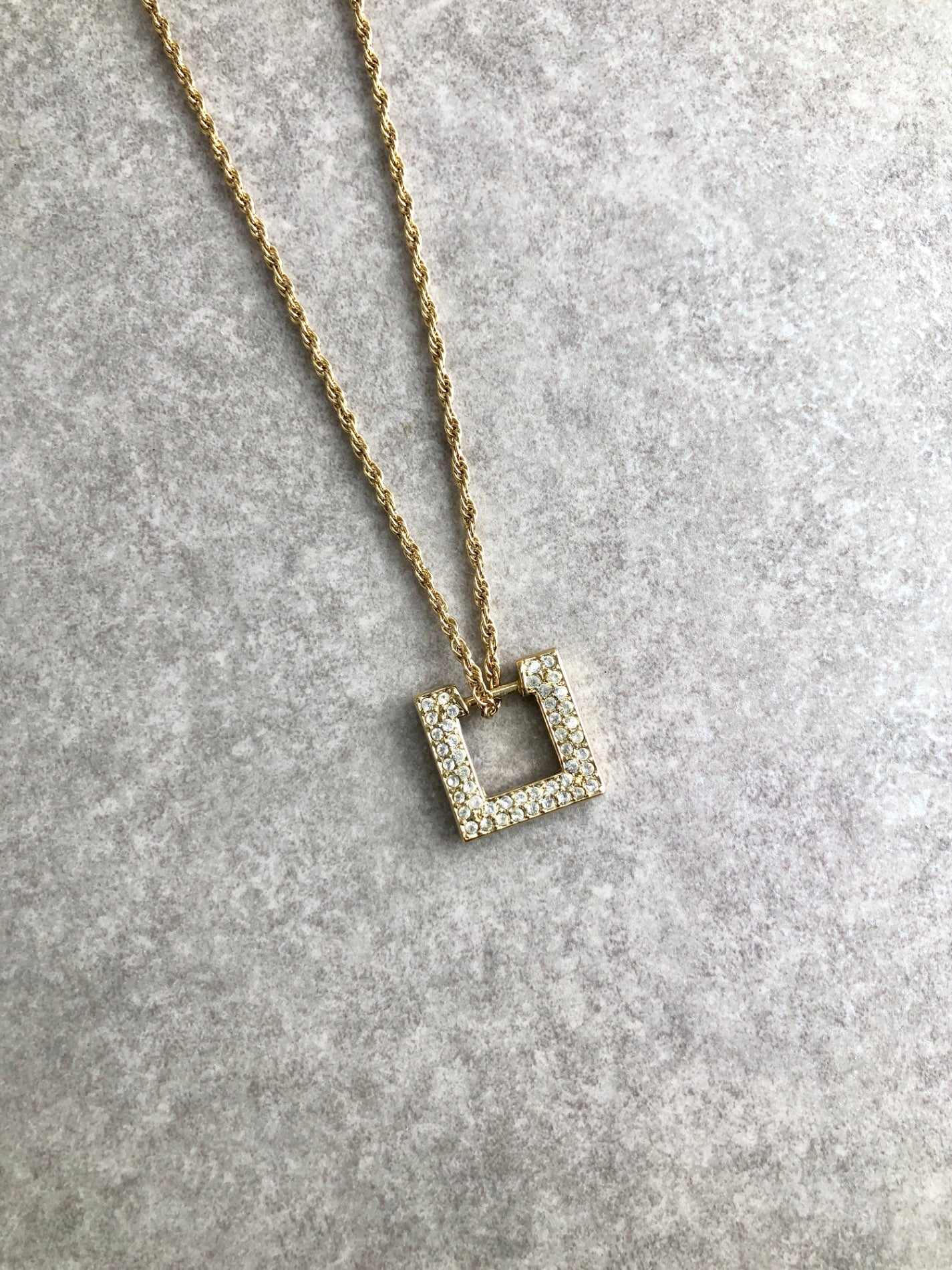 Christian Dior Rhinestone Necklace Earrings Gold Vintage kzzjhg