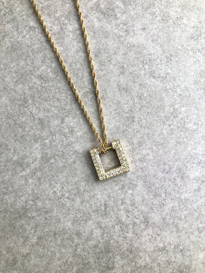 Christian Dior Rhinestone Necklace Earrings Gold Vintage kzzjhg