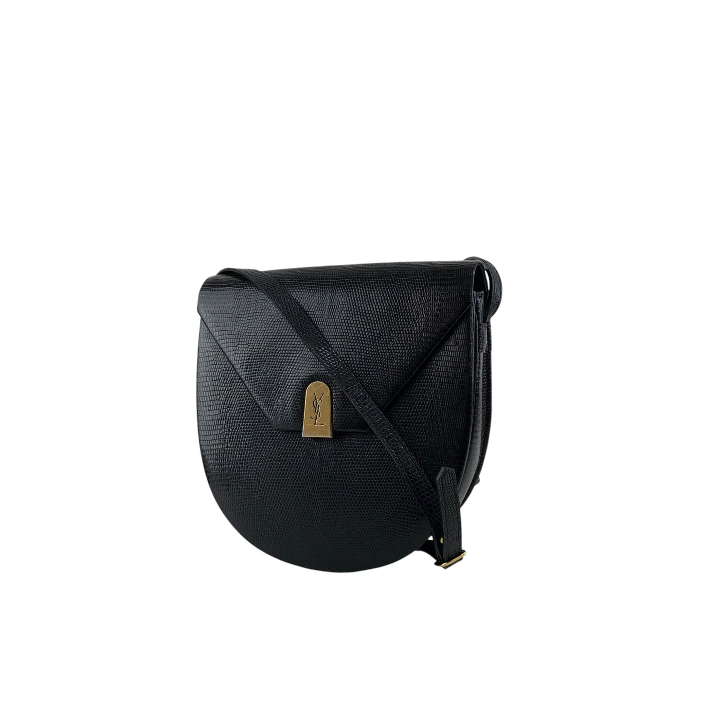 Yves Saint Laurent YSL Logo Shoulder bag Black Vintage 5hfhbh