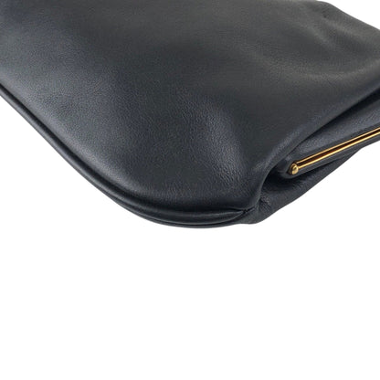CELINE Blason Metal Clasp Chain Shoulder bag Black Vintage 5isej6