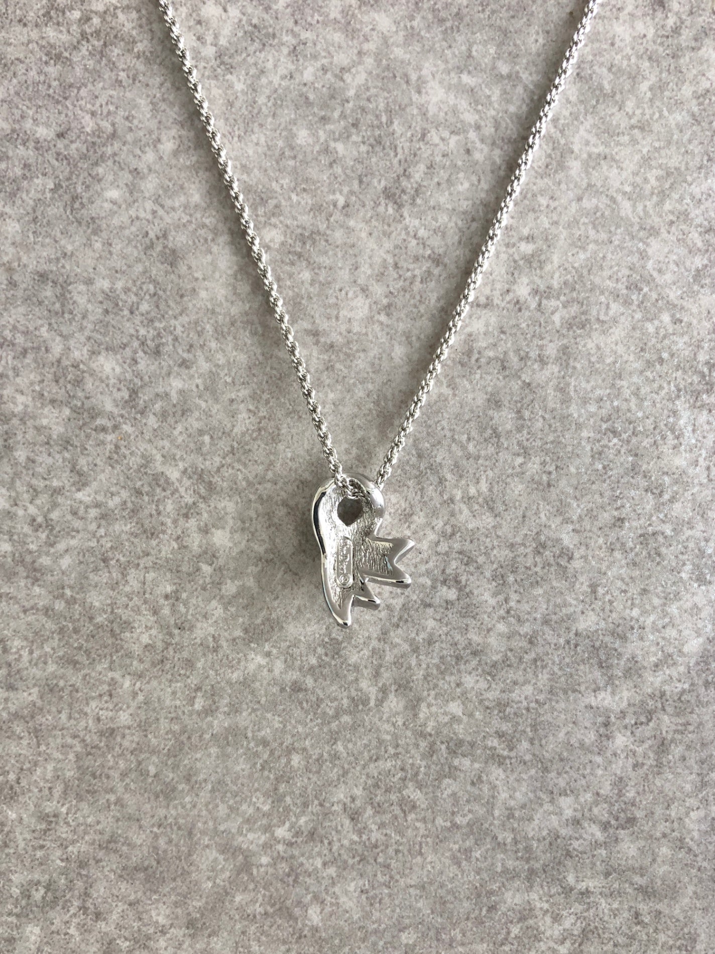 Christian Dior Ribbon Motif Rhinestone Necklace Silver Vintage 42u4s3