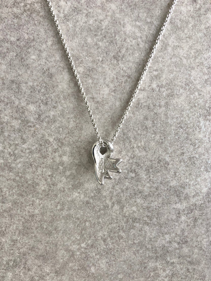Christian Dior Ribbon Motif Rhinestone Necklace Silver Vintage 42u4s3
