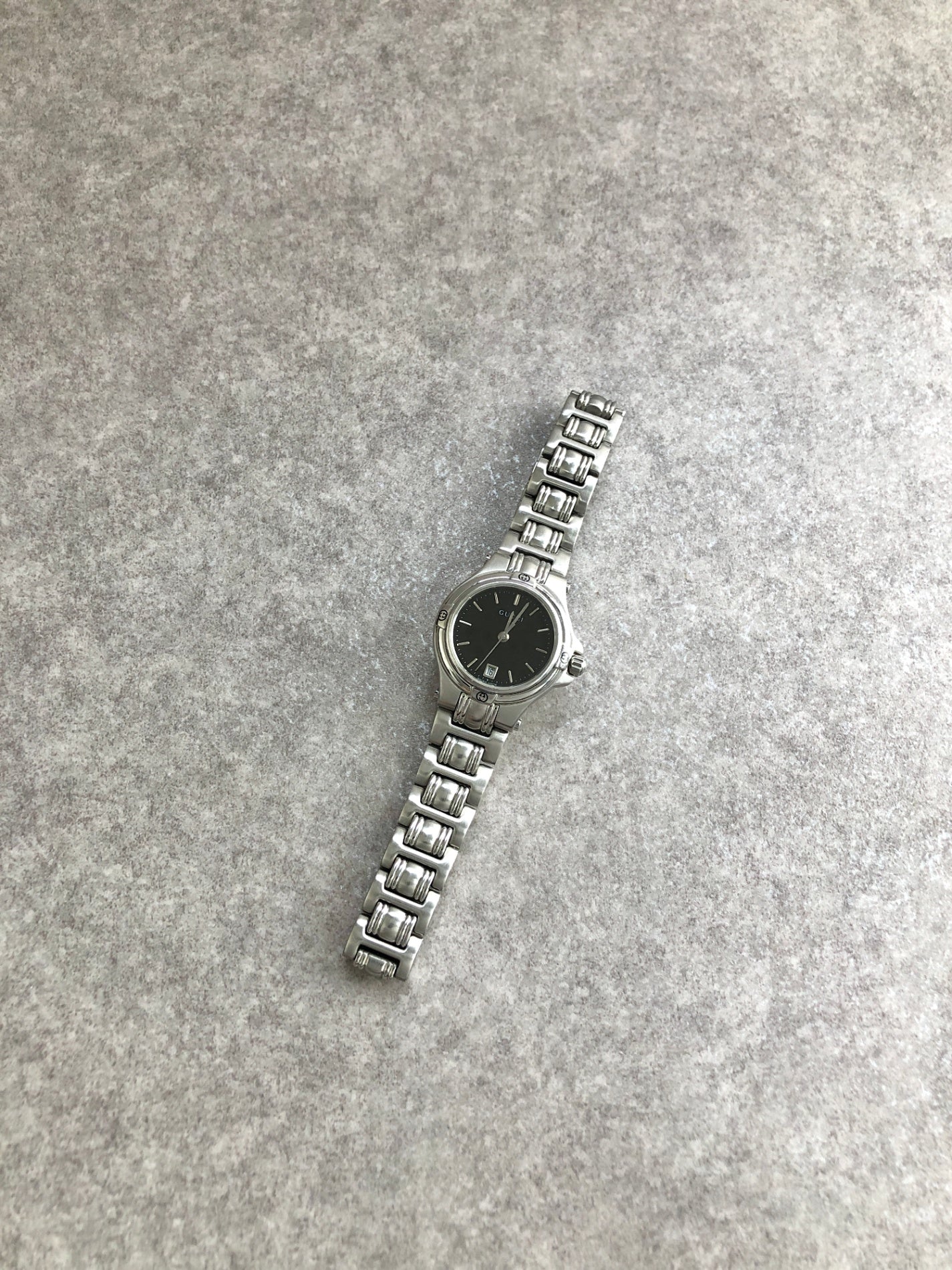 GUCCI Logo Quartz Watch Silver 9040L Vintage mgafij