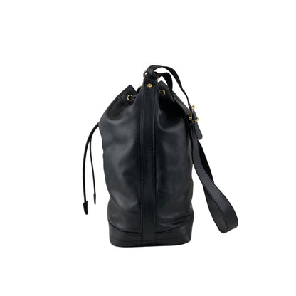 CELINE Gancini Drawstring Shoulder bag Black Vintage 4g3rt5