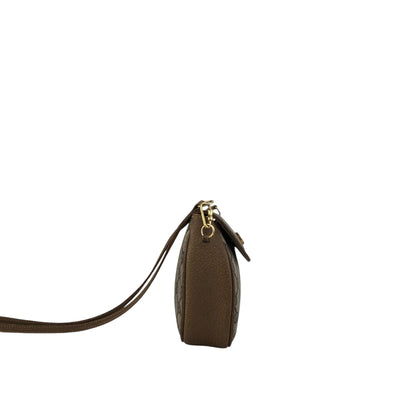 GUCCI Logo Round Shoulder bag Beige Vintage ku752d