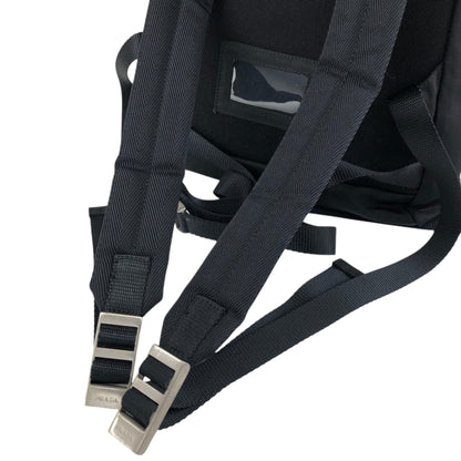 PRADA Tessuto Triangle Logo Front Buckle Backpack Black Vintage ynp78c