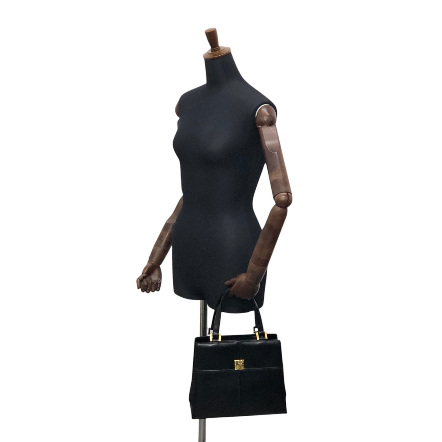 Yves Saint Laurent Logo Top Handle Handbag Black Vintage 8d84s4