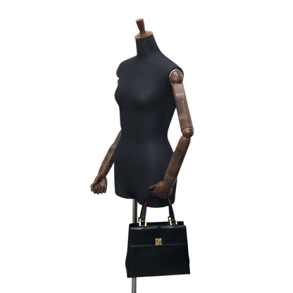 Yves Saint Laurent Logo Top Handle Handbag Black Vintage 8d84s4