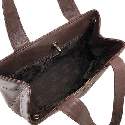CHANEL Coco Mark Turn Lock Two-way Handbag Shoulder bag Brown Vintage kkmbzd