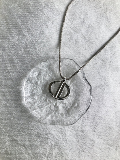 Christian Dior CD Logo Motif Necklace Silver Vintage 75c7y2