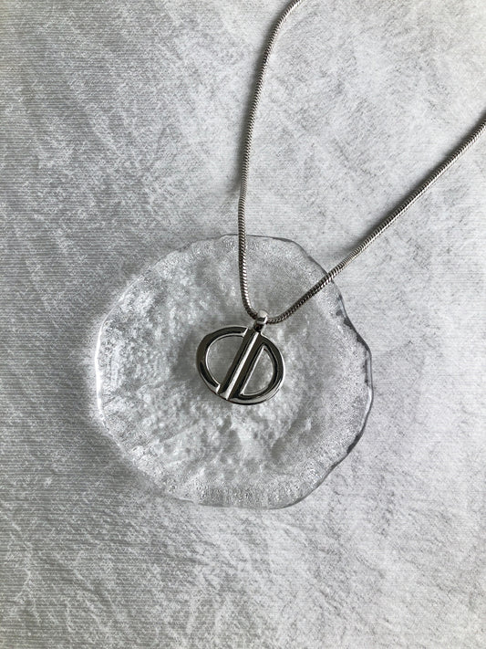 Christian Dior CD Logo Motif Necklace Silver Vintage 75c7y2