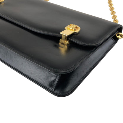CELINE Triomphe Chain Shoulder bag Black Vintage hd5spn