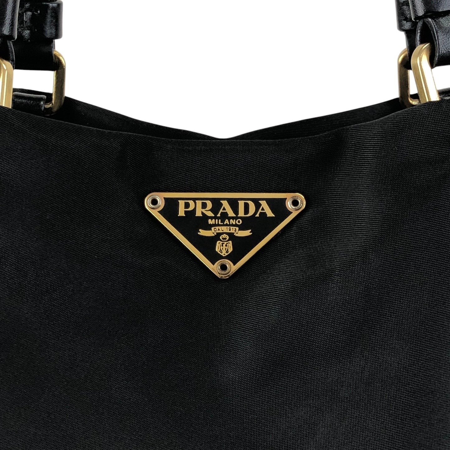 PRADA Tessuto Triangle Logo Handbag Totebag Black Vintage p8z2vd