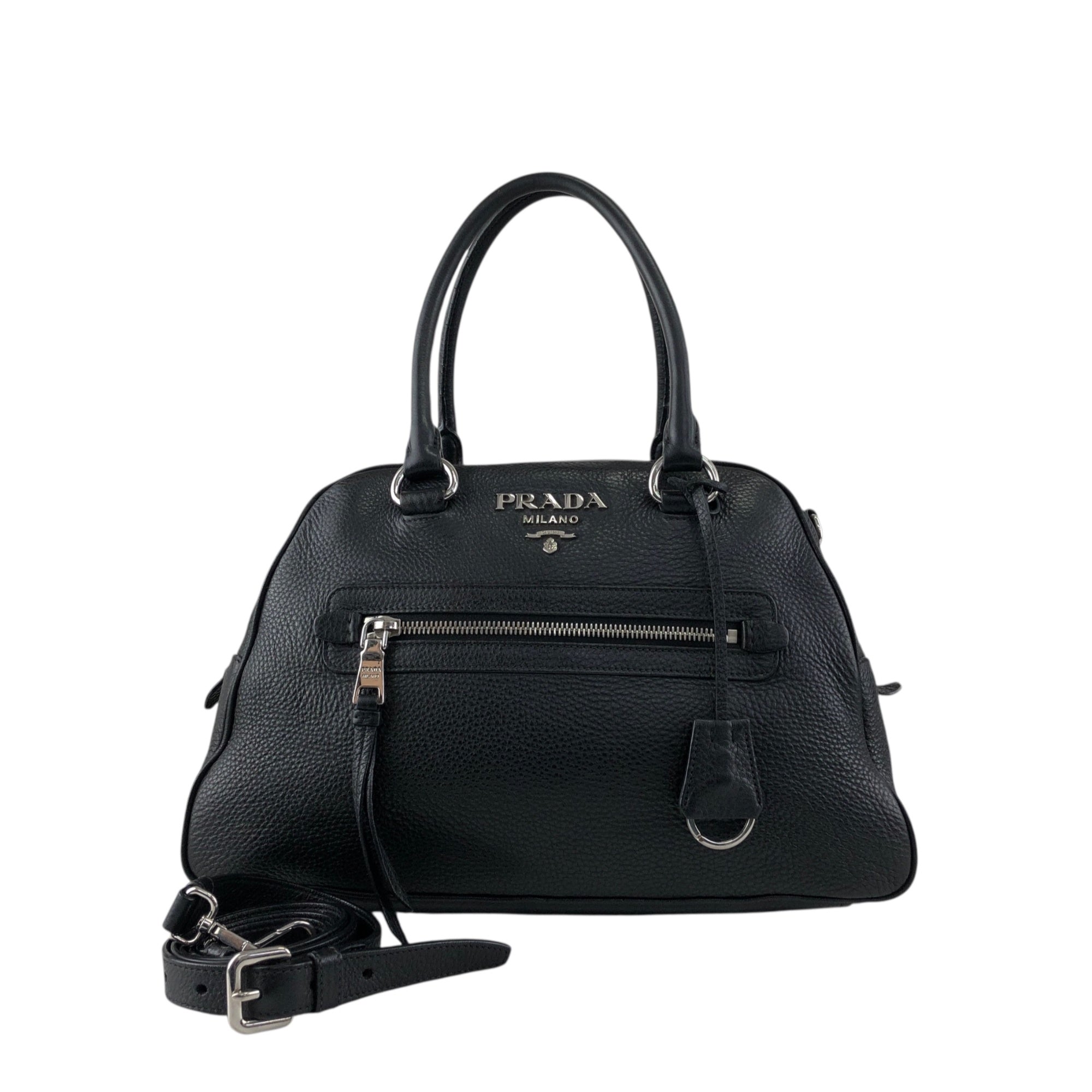 PRADA Logo Two-way Boston bag Shoulder bag Black Vintage
