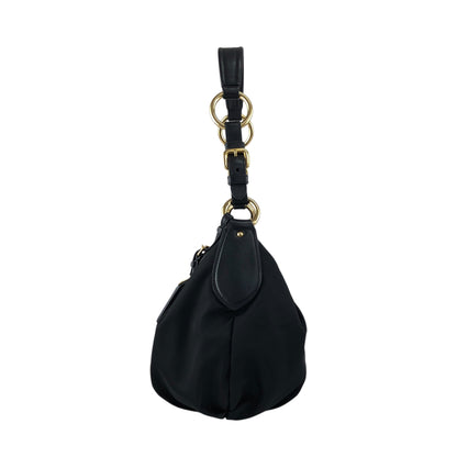 PRADA Tessuto Triangle Logo Shoulder bag Hobobag Black Vintage e3vera