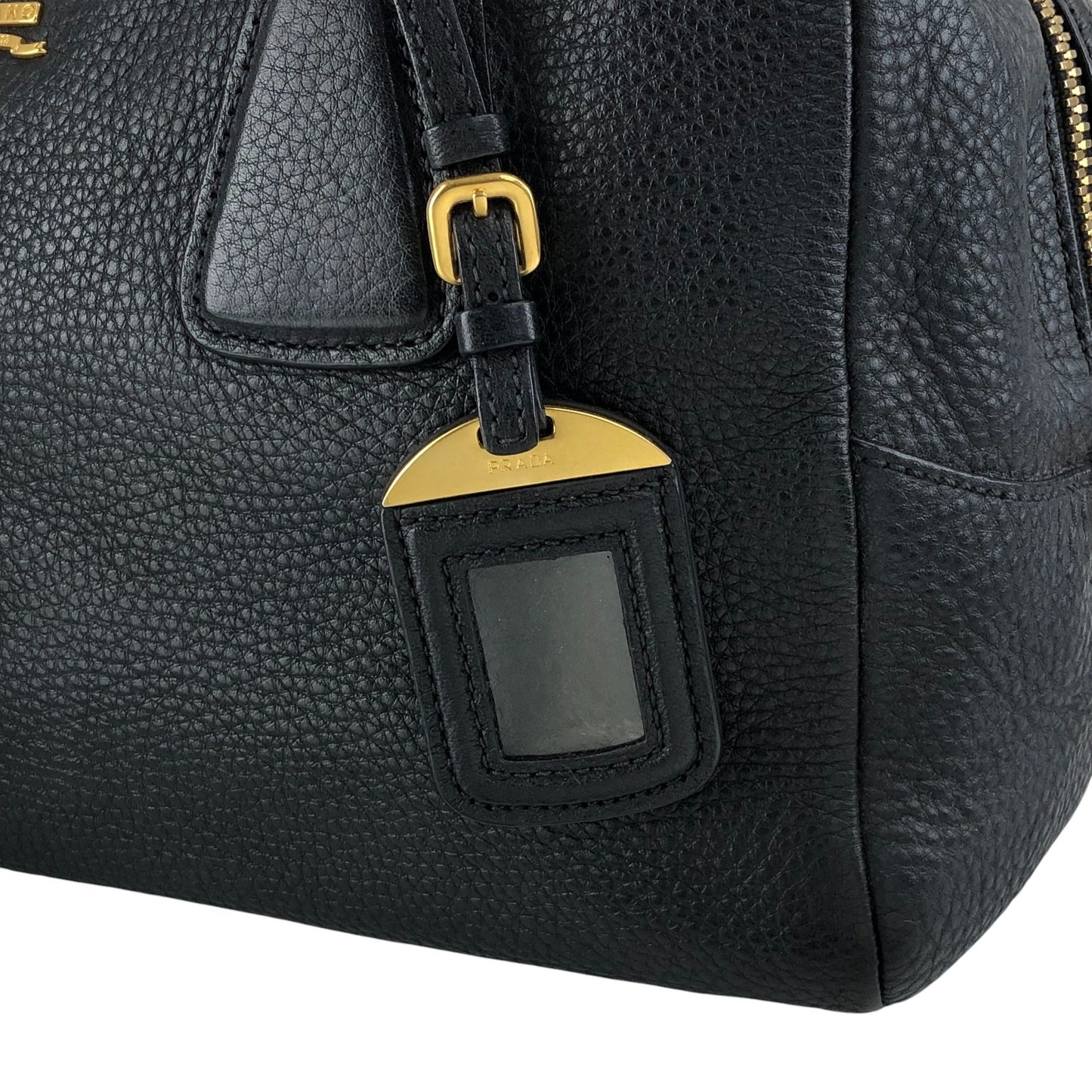 PRADA Logo Small Boston bag Handbag Black Vintage c8s4mf