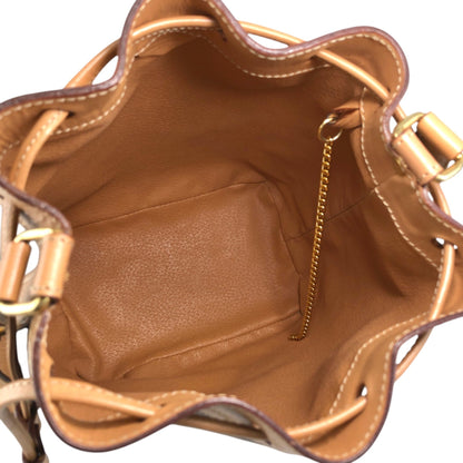 CELINE Macadam Blason Drawstring Shoulder bag Brown Vintage 3mevbd