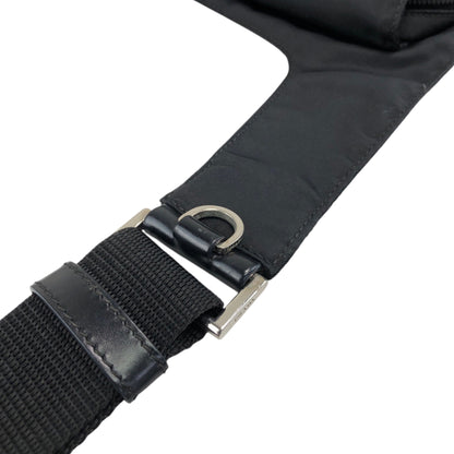 PRADA Tessuto Triangle Logo Front Buckle Shoulder bag Black Vintage mkij8a