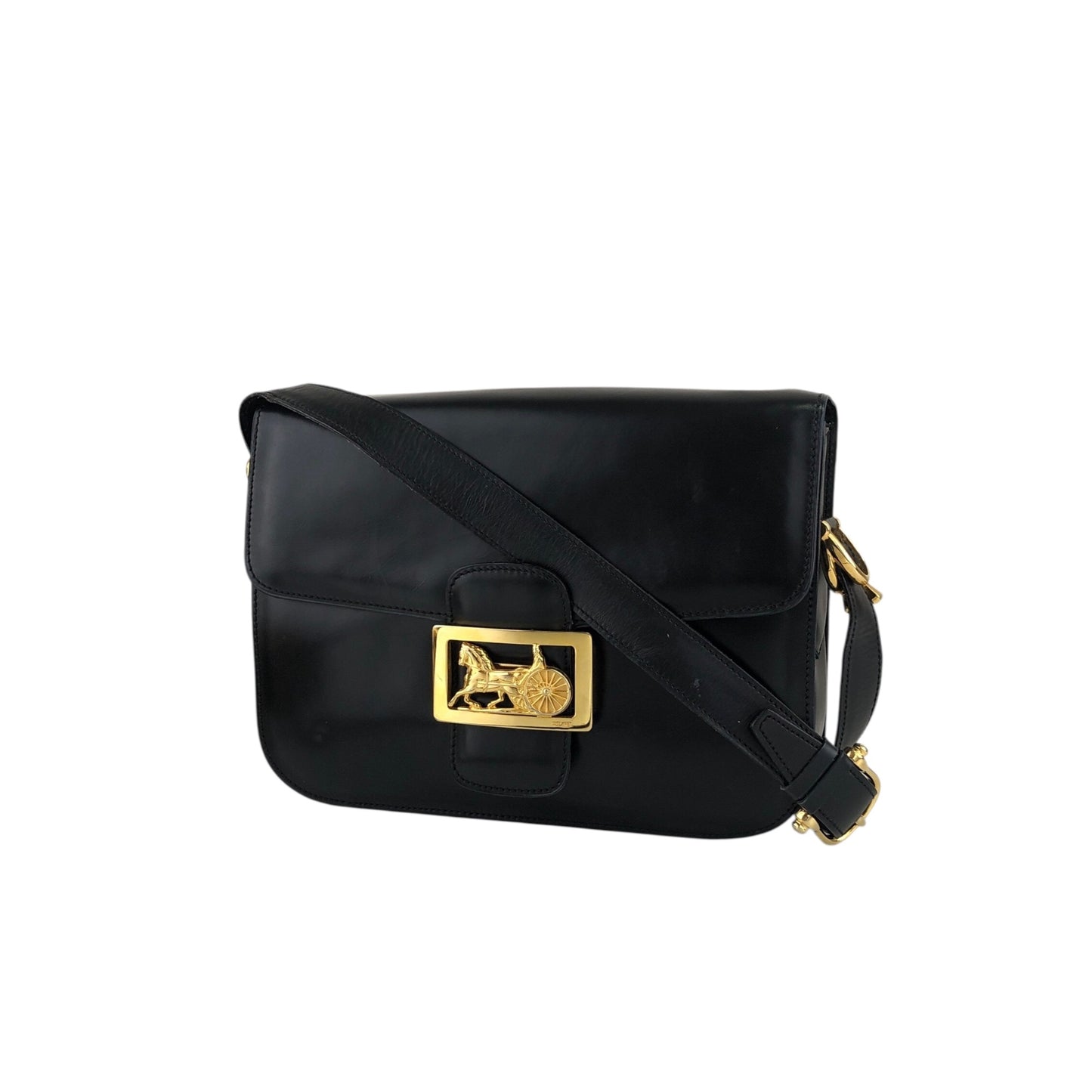 CELINE Horse Carriage Shoulder bag Black Vintage rfmfw6