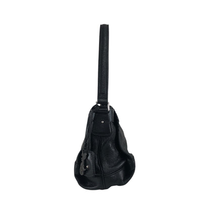CELINE Horse Carriage Logo Handbag Hobobag Black Vintage hieixd