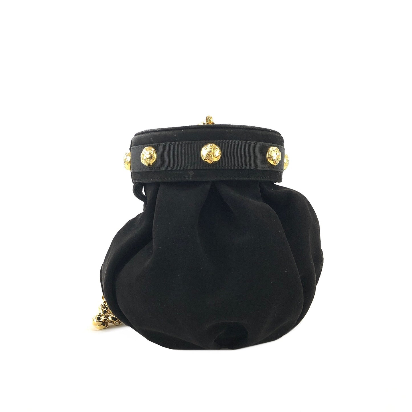 Salvatore Ferragamo Heels Motif  Suede Leather Small Shoulder bag Black Vintage n3mepg