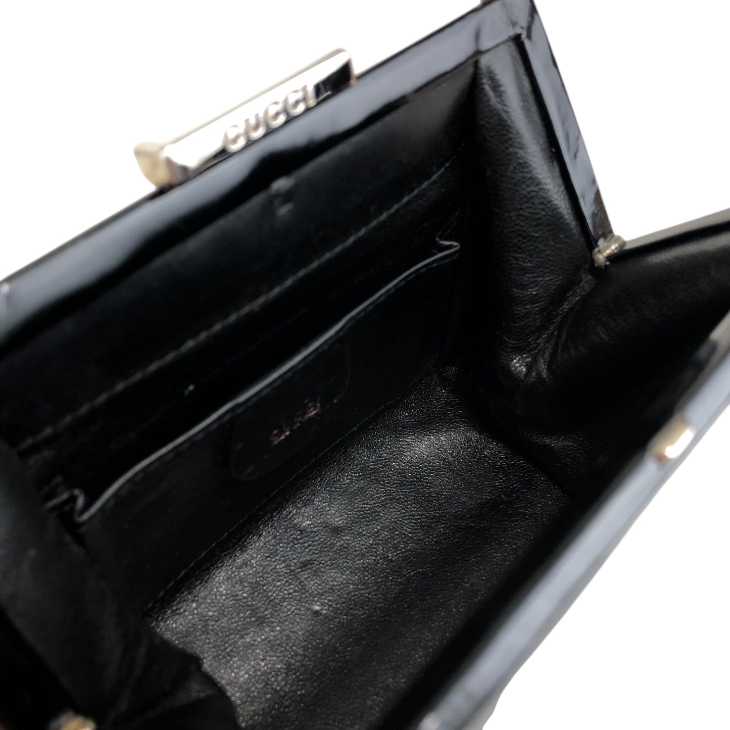 GUCCI Metal Clasp Handbag Black Vintage izypkv