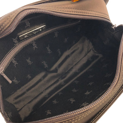 Yves Saint Laurent YSL Logo  Nylon Canvas Handbag Brown Vintage c3wsra