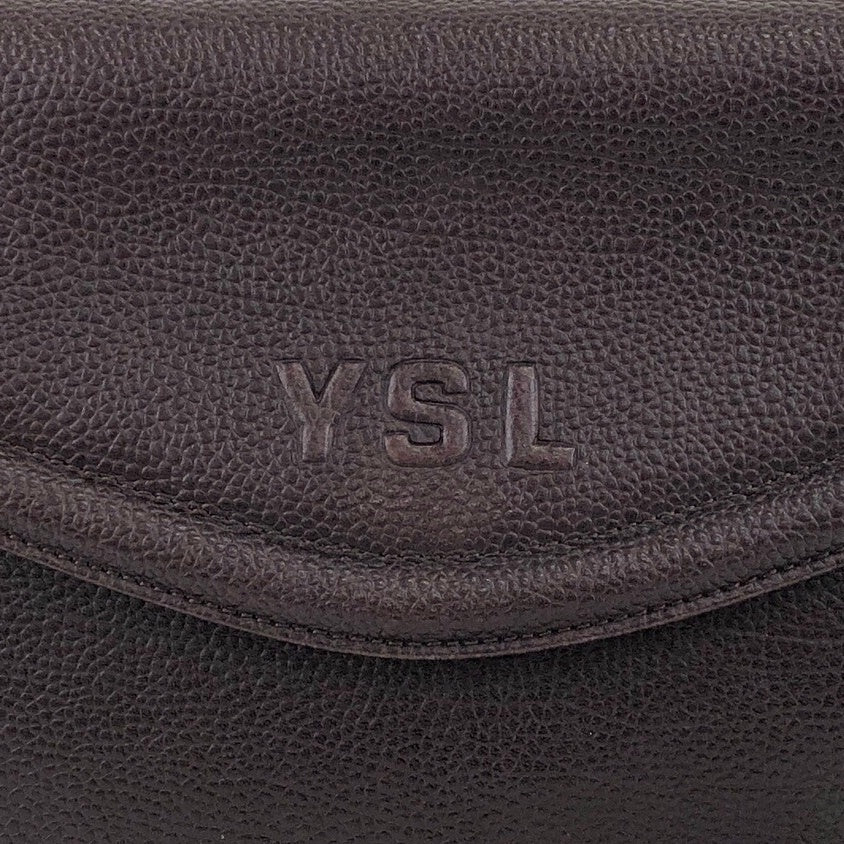 Yves Saint Laurent YSL Logo Shoulder bag Brown Vintage vr5ytd