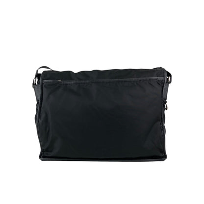 PRADA Tessuto Triangle Logo Front Buckle Shoulder bag Black Vintage 2arab2