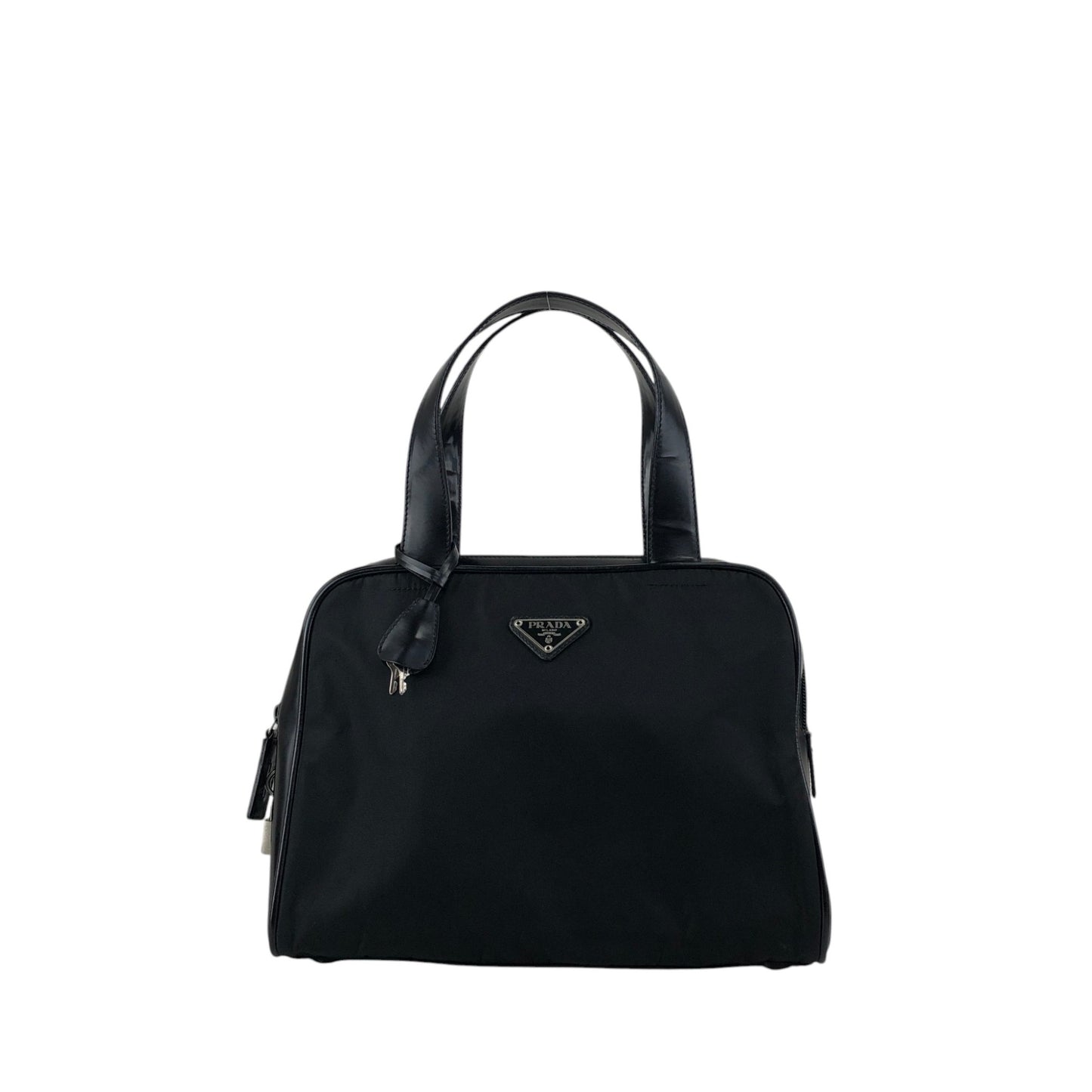 PRADA Tessuto Triangle Logo Handbag Black Vintage 3er6ru