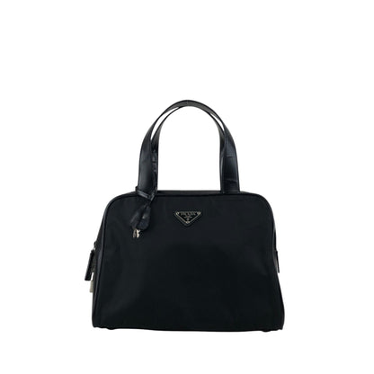 PRADA Tessuto Triangle Logo Handbag Black Vintage 3er6ru