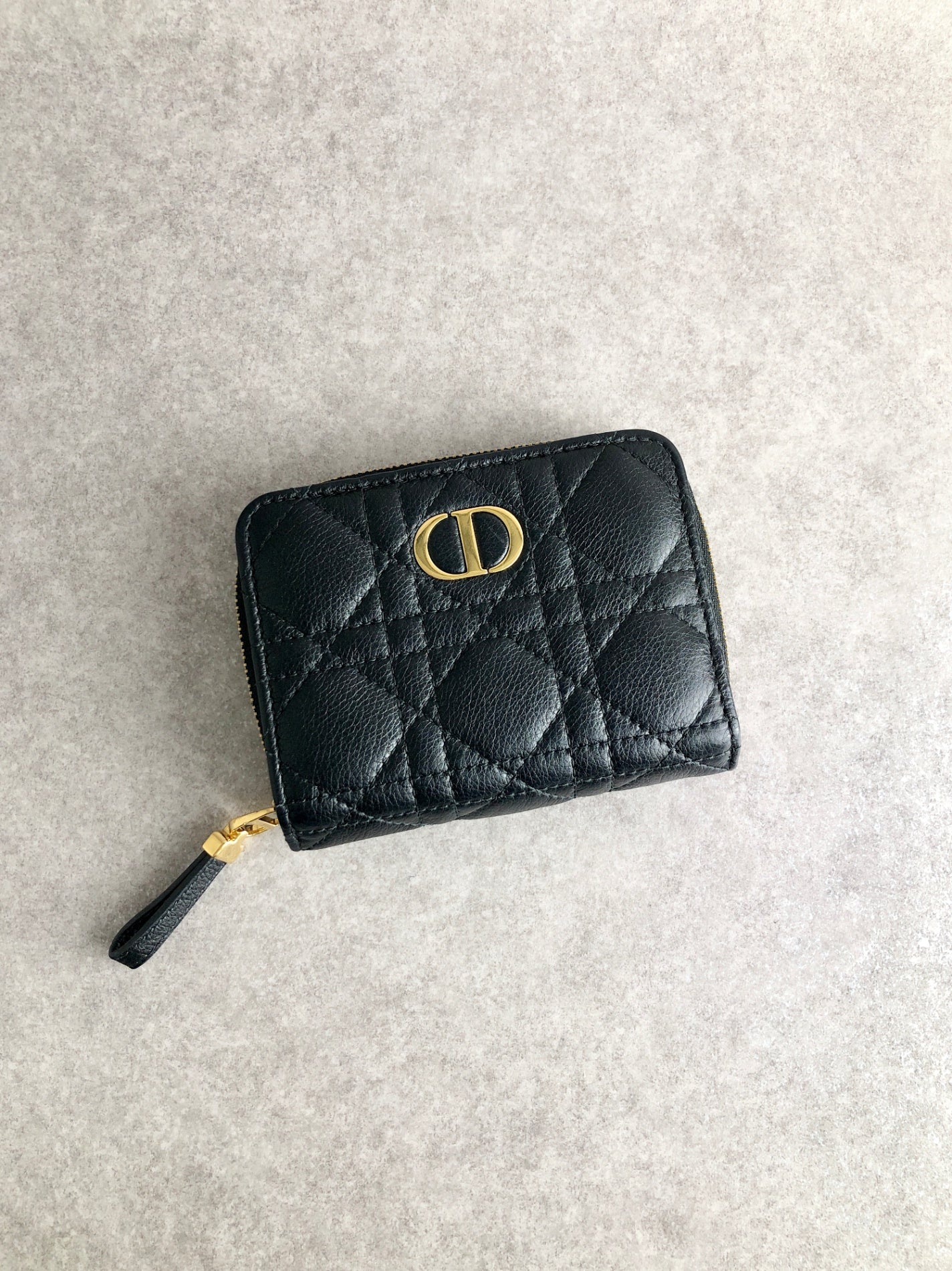 Christian Dior Cannage Folded Wallet Black Vintage j7yntp