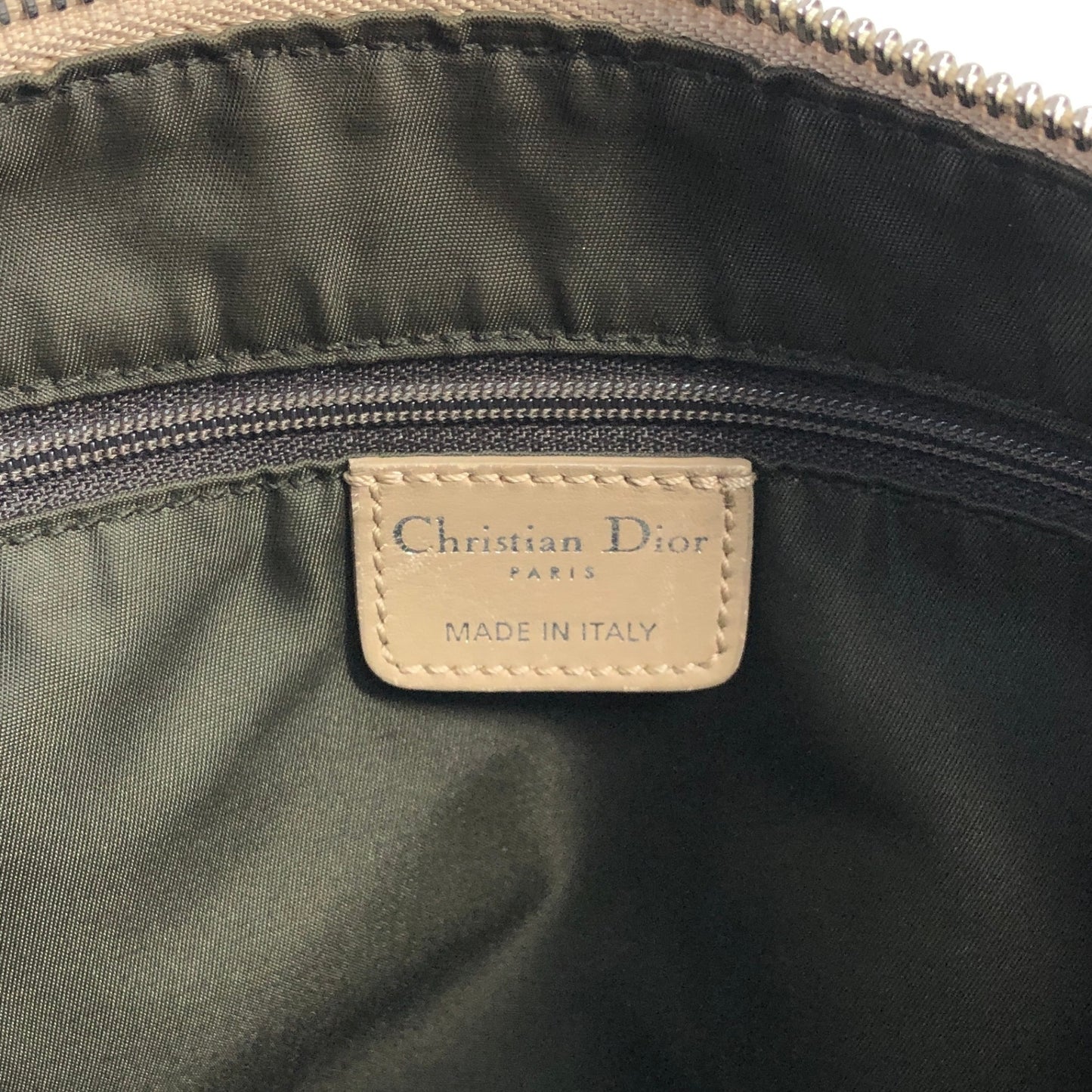 Christian Dior Trotter Logo Charm Shoulder bag Beige Vintage dfvwk8