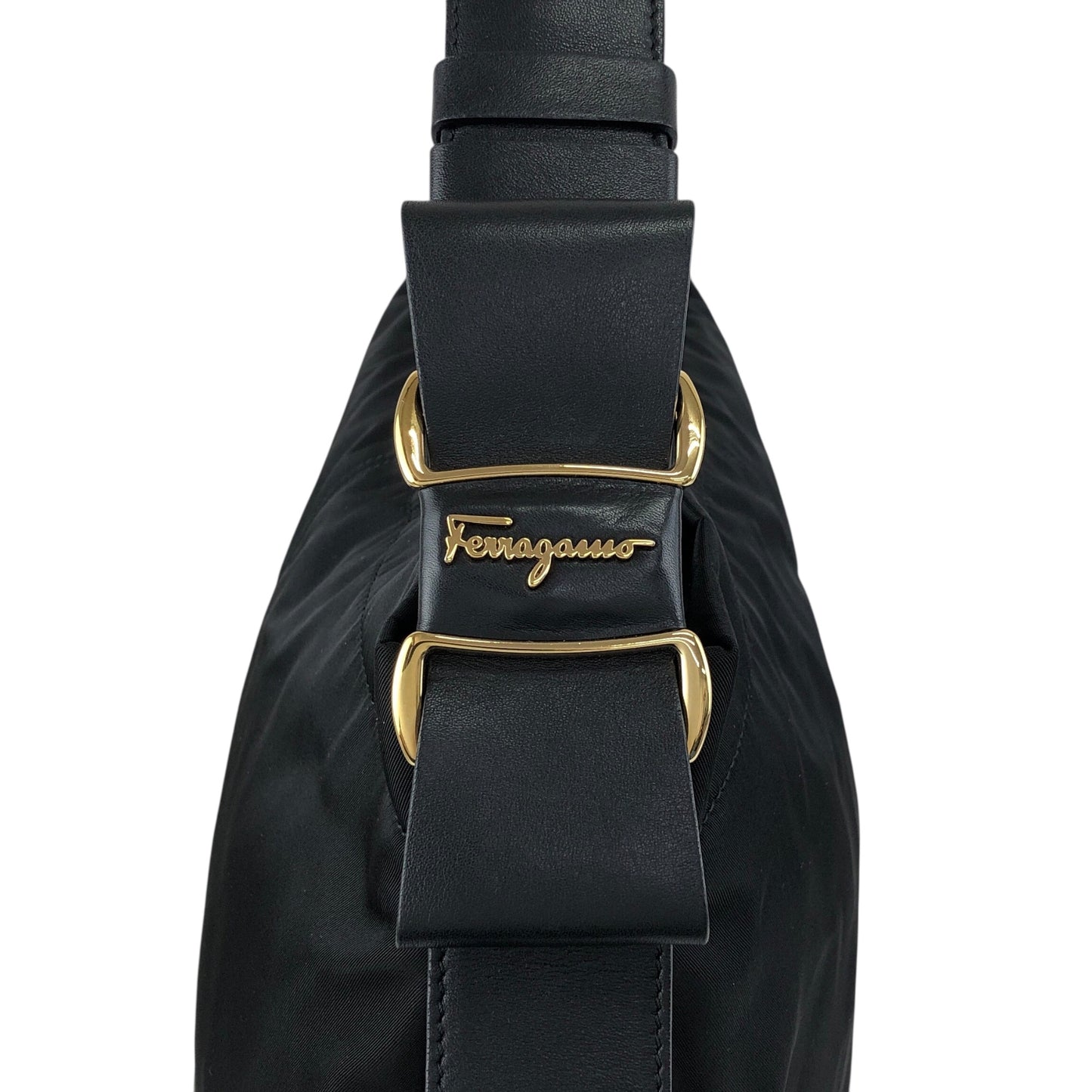Salvatore Ferragamo Vala Ribbon Shoulder bag Hobobag Black Vintage ayh78w