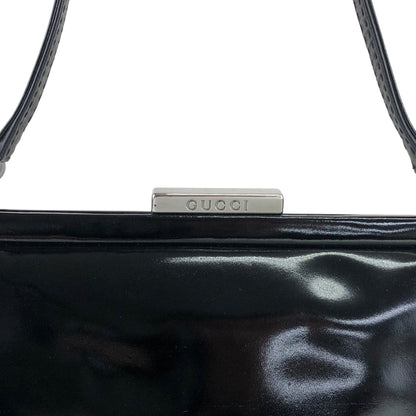 GUCCI Metal Clasp Handbag Black Vintage izypkv