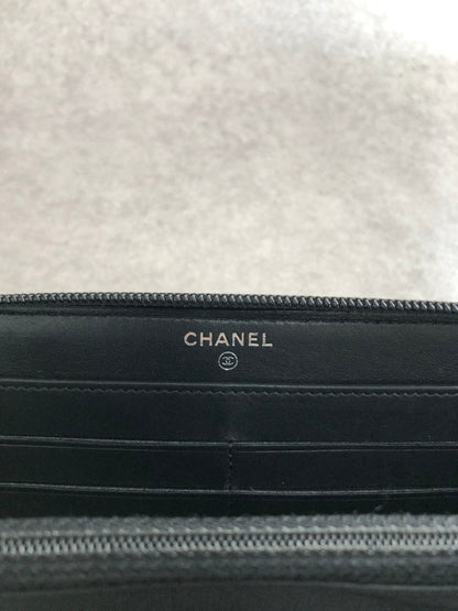 CHANEL Coco Mark Long Wallet Black Vintage 7y7jzs