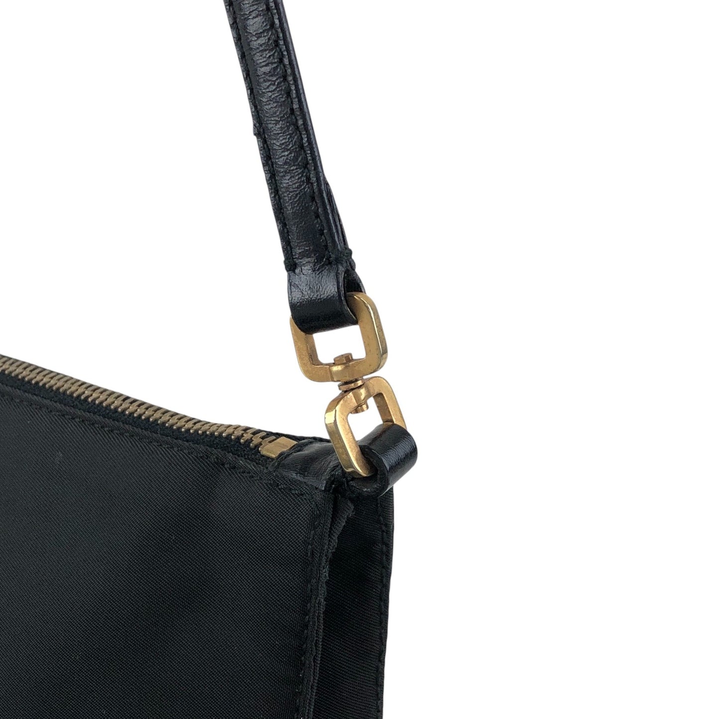 PRADA Tessuto Triangle Logo Shoulder bag Black Vintage 67ab6y