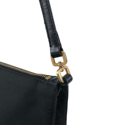 PRADA Tessuto Triangle Logo Shoulder bag Black Vintage 67ab6y