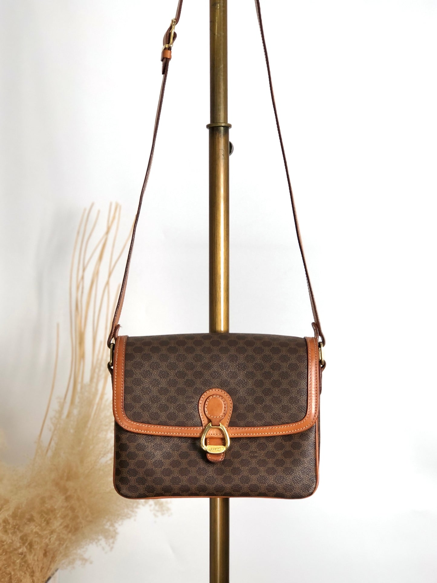 CELINE Macadam Horse Bit Shoulder bag Brown Vintage mcvths