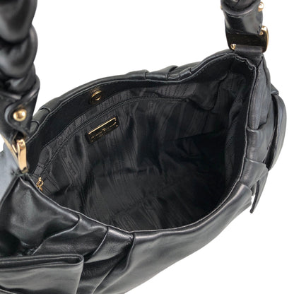 Salvatore Ferragamo Vala Ribbon Shoulder bag Hobobag Black Vintage nbxkia