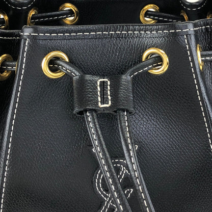 Yves Saint Laurent YSL Logo Stitch Drawstring Shoulder bag Black Vintage 2my7rj