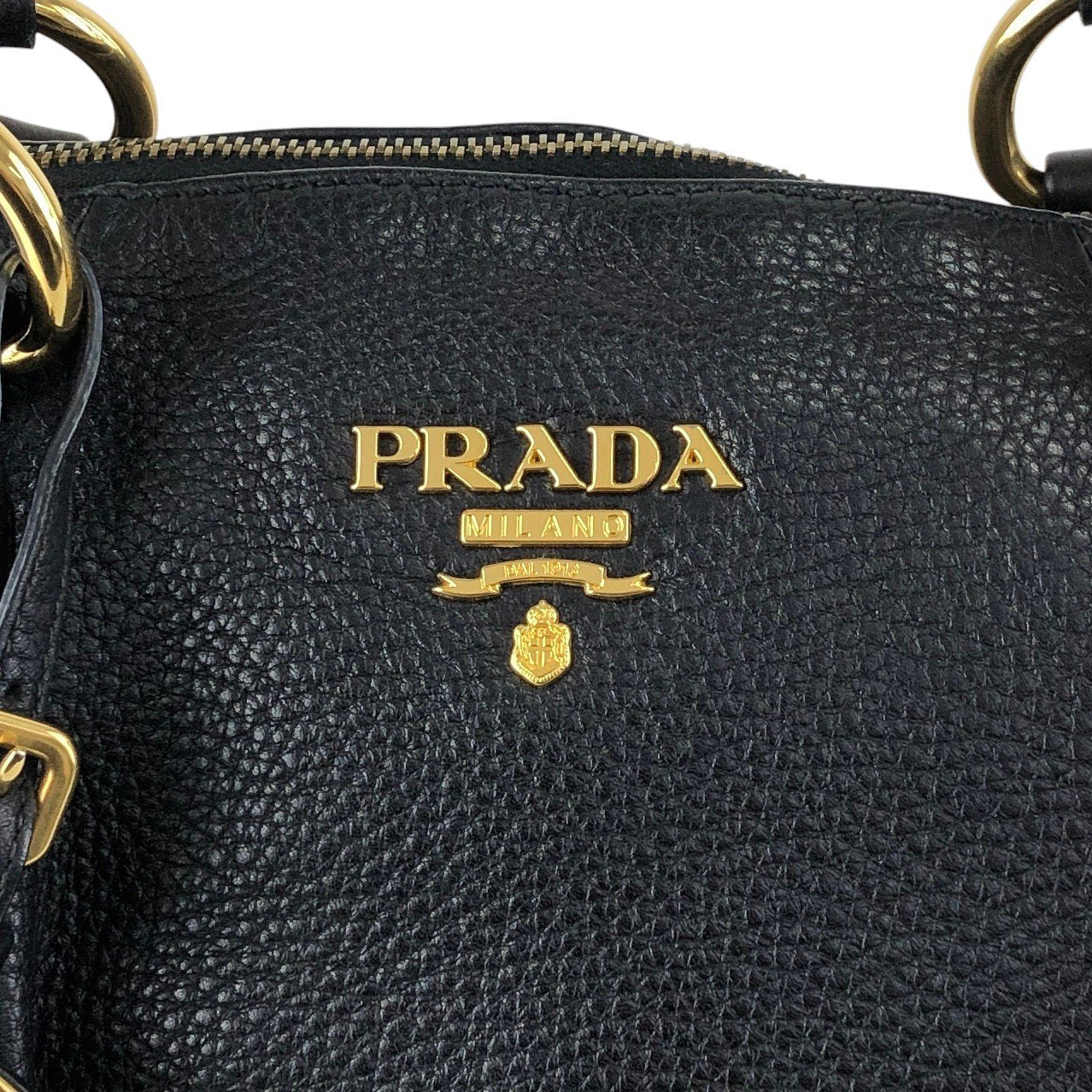 PRADA Logo Handbag Totebag Black Vintage 7zspmn