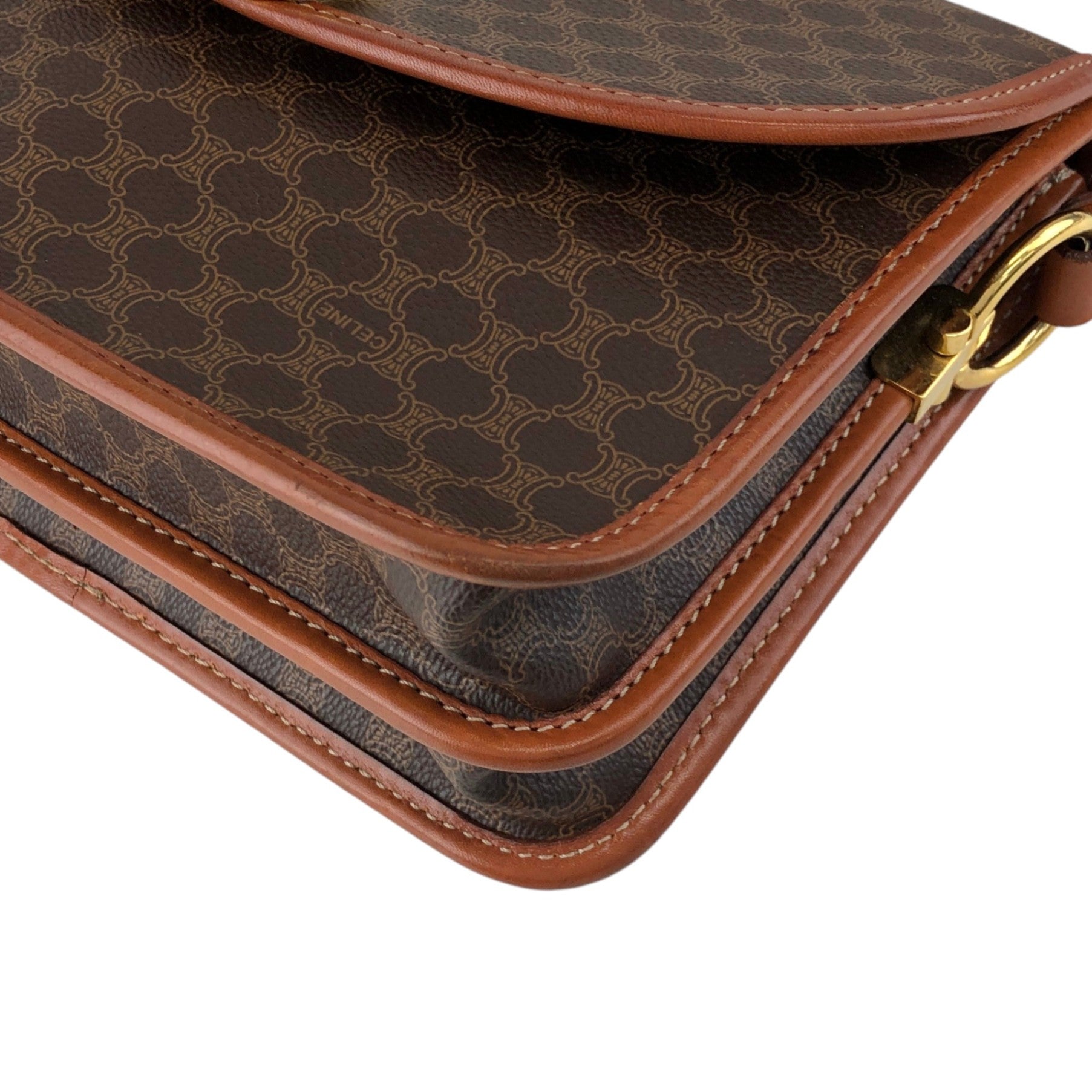 CELINE Macadam Gancini Shoulder bag Brown Vintage dkdrvy