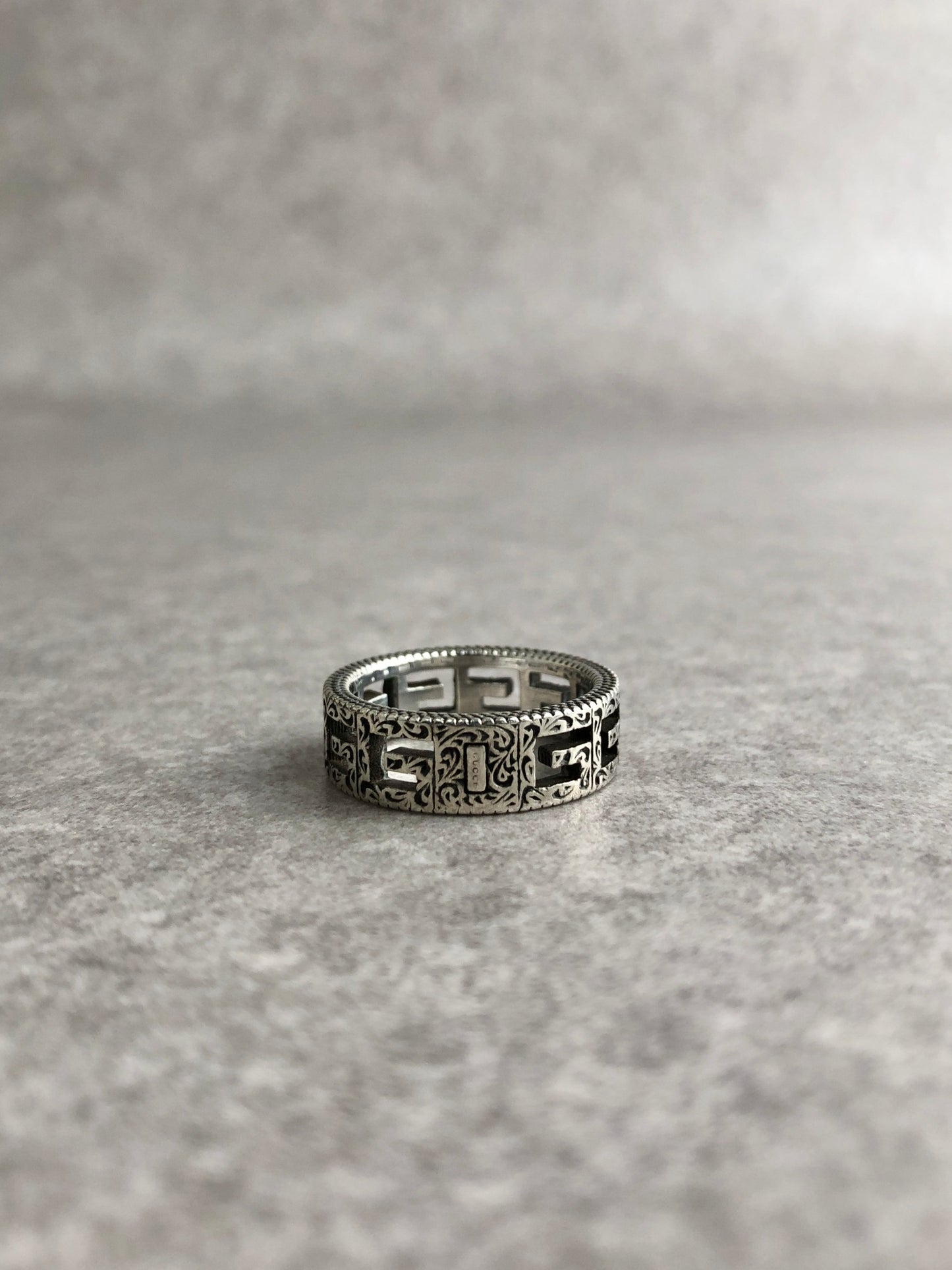 GUCCI Logo Motif  Ring Silver Vintage 63kd6k