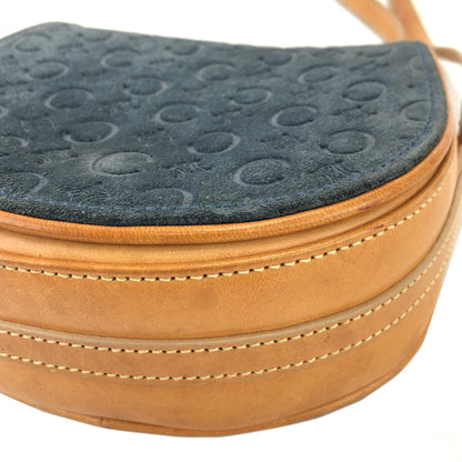 CELINE C macadam Round  Suede Leather Small Crossbody Shoulder bag Minibag Navy Vintage ugm55g