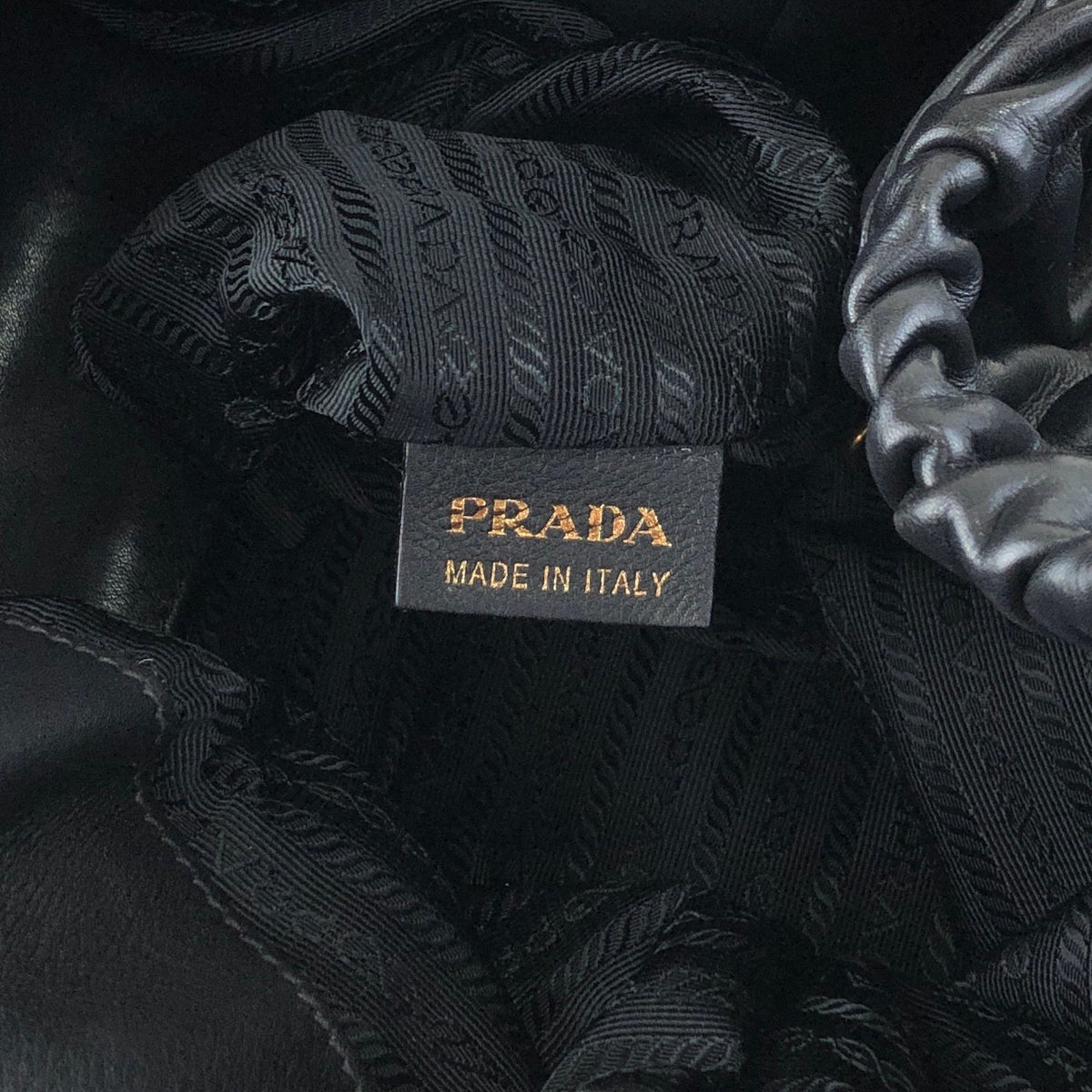 PRADA Logo Shoulder bag Hobobag Black Vintage k2n6cf
