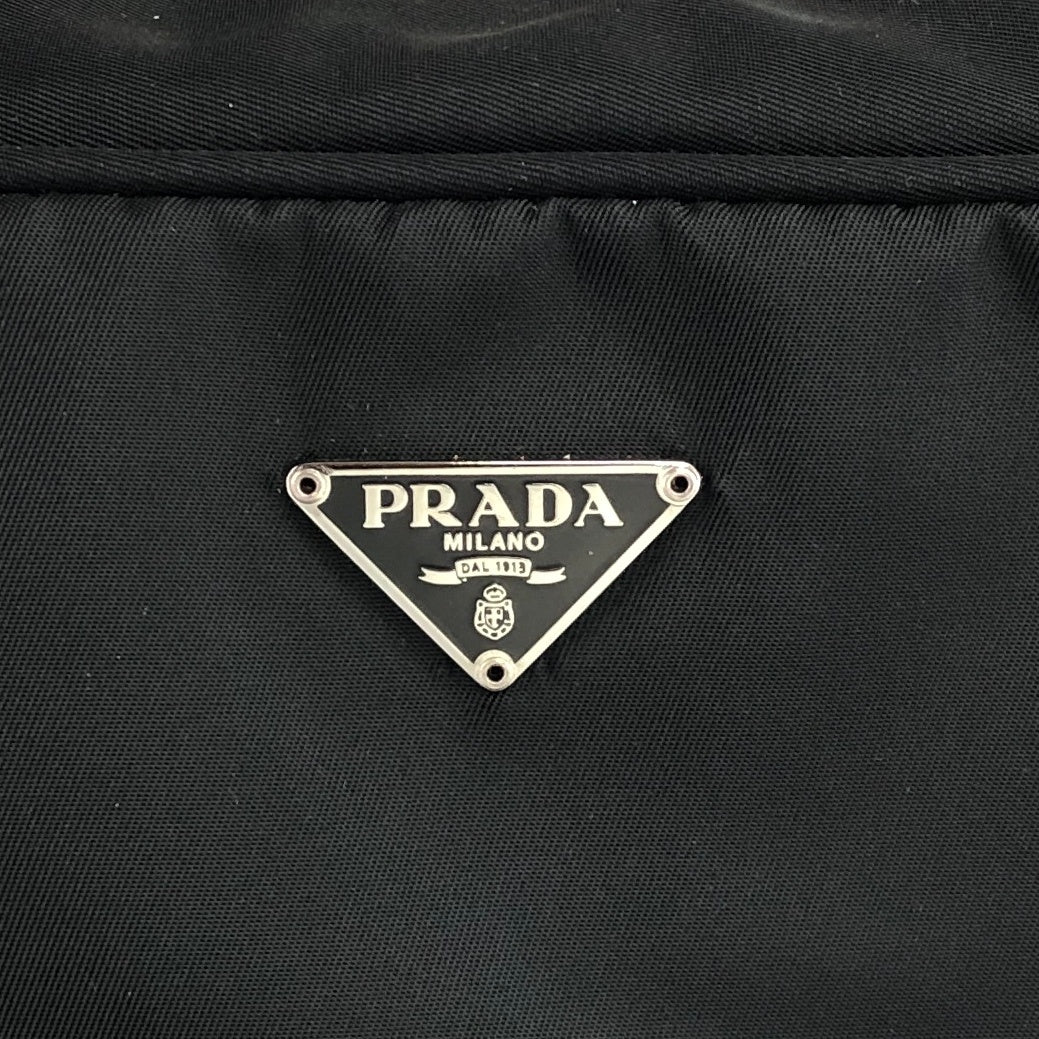 PRADA Tessuto Triangle Logo Padlock Boston bag Handbag Black Vintage 5ybv5s