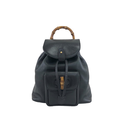 GUCCI Bamboo Turn Lock Backpack Black Vintage hz6g5w