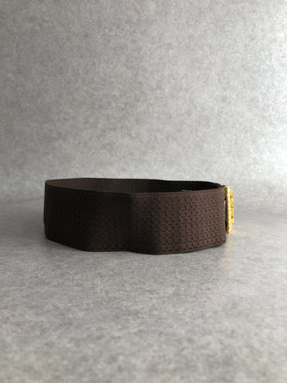 Yves Saint Laurent YSL Logo Cassandra Belt Brown Vintage 3x4ie5