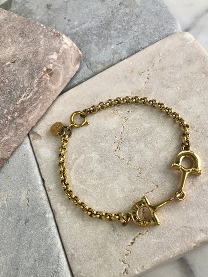 CELINE Horse Bit Bracelet Gold Vintage ycfwbm